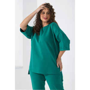 Костюм двойка женский "Рейв-4У" футер 2-х нитка с лайкрой (последний размер) зелёный 50