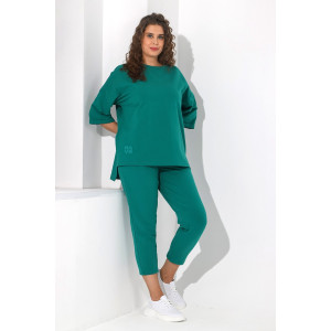 Костюм двойка женский "Рейв-4У" футер 2-х нитка с лайкрой (последний размер) зелёный 50