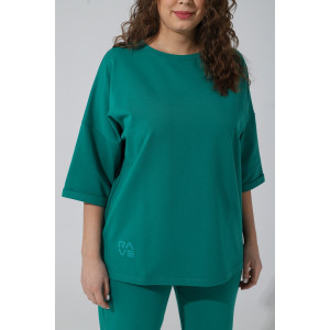 Костюм двойка женский "Рейв-4У" футер 2-х нитка с лайкрой (последний размер) зелёный 50