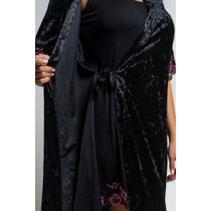 Пеньюар двойка женский "Сказка" вискоза+велюр (последний размер) черный 56