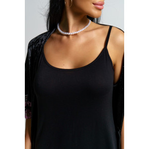 Пеньюар двойка женский "Сказка" вискоза+велюр (последний размер) черный 56