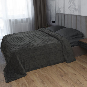 Плед велсофт "Домино" серый (последний размер) 200х240