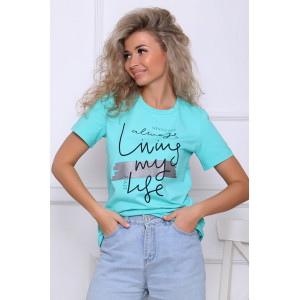 Футболка женская "Элиза" кулирка с лайкрой (последний размер) ментол 46,52,58,62