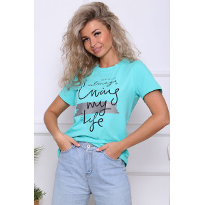 Футболка женская "Элиза" кулирка с лайкрой (последний размер) ментол 46,52,58,62