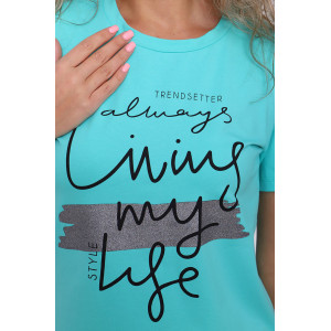 Футболка женская "Элиза" кулирка с лайкрой (последний размер) ментол 46,52,58,62