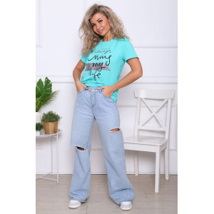 Футболка женская "Элиза" кулирка с лайкрой (последний размер) ментол 46,52,58,62