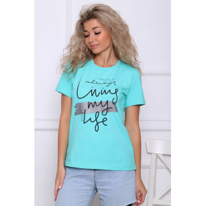 Футболка женская "Элиза" кулирка с лайкрой (последний размер) ментол 46,52,58,62