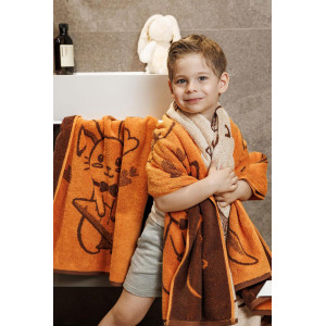 Полотенце махровое "Cute Bunny" оранжевый (последний размер) 100х150