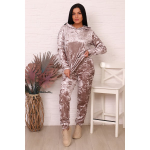 Костюм двойка женский "Гламур" велюр (последний размер) бежевый 52