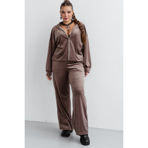 Костюм двойка женский КС-077ФР/БЕЖ велюр (последний размер) бежевый 62