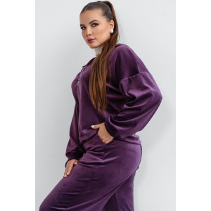 Костюм двойка женский КС-077ФР/БАК велюр (последний размер) баклажан 56,58