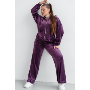 Костюм двойка женский КС-077ФР/БАК велюр (последний размер) баклажан 56,58