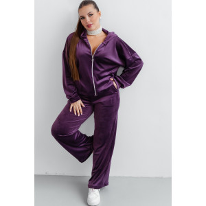 Костюм двойка женский КС-077ФР/БАК велюр (последний размер) баклажан 56,58