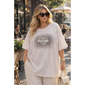 Футболка женская №6457 "Crystal Heart" хлопок стрейч (р-ры: 64-76) белый