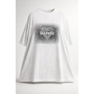 Футболка женская №6457 "Crystal Heart" хлопок стрейч (р-ры: 64-76) белый