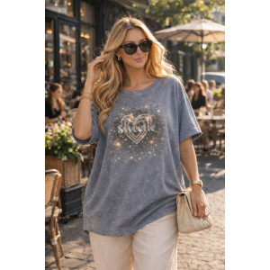 Футболка женская №6457 "Crystal Heart" хлопок стрейч (р-ры: 64-76) голубой