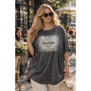 Футболка женская №6457 "Crystal Heart" хлопок стрейч (р-ры: 64-76) серый