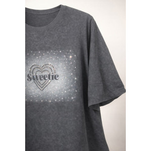 Футболка женская №6457 "Crystal Heart" хлопок стрейч (р-ры: 64-76) серый