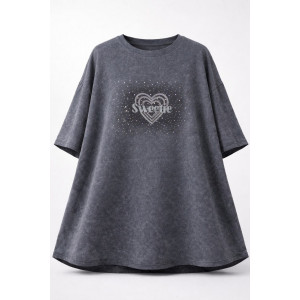 Футболка женская №6457 "Crystal Heart" хлопок стрейч (р-ры: 64-76) синий