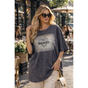 Футболка женская №6457 "Crystal Heart" хлопок стрейч (р-ры: 64-76) синий