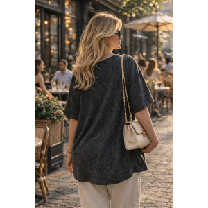 Футболка женская №6457 "Crystal Heart" хлопок стрейч (р-ры: 64-76) черный