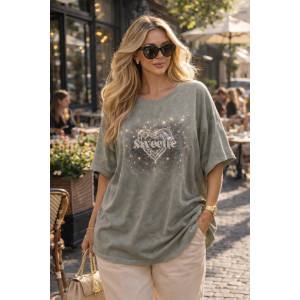 Футболка женская №6457 "Crystal Heart" хлопок стрейч (р-ры: 64-76) светло-бирюзовый