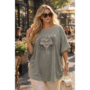 Футболка женская №6457 "Crystal Heart" хлопок стрейч (р-ры: 64-76) светло-бирюзовый