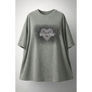 Футболка женская №6457 "Crystal Heart" хлопок стрейч (р-ры: 64-76) светло-бирюзовый