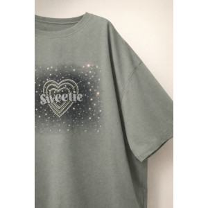 Футболка женская №6457 "Crystal Heart" хлопок стрейч (р-ры: 64-76) светло-бирюзовый