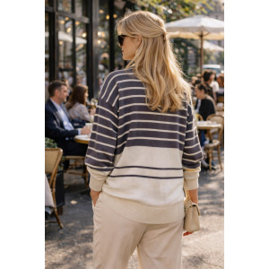 Джемпер женский №0623 вязаный трикотаж (р-ры: 42-50) молочный-серый