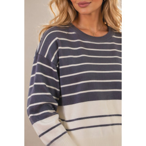 Джемпер женский №0623 вязаный трикотаж (р-ры: 42-50) молочный-серый