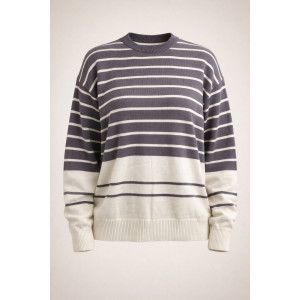 Джемпер женский №0623 вязаный трикотаж (р-ры: 42-50) молочный-серый