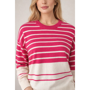 Джемпер женский №0623 вязаный трикотаж (р-ры: 42-50) молочный-розовый