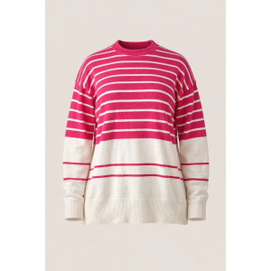 Джемпер женский №0623 вязаный трикотаж (р-ры: 42-50) молочный-розовый