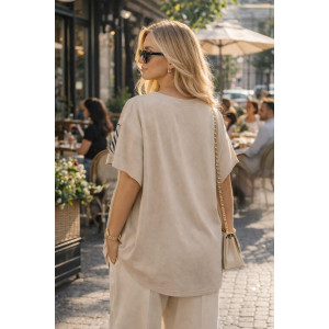 Футболка женская F8003 "Crystal Flow Luxe" хлопок стрейч (р-ры: 58-68) капучино