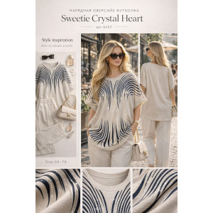 Футболка женская F8003 "Crystal Flow Luxe" хлопок стрейч (р-ры: 58-68) капучино