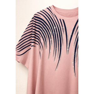 Футболка женская F8003 "Crystal Flow Luxe" хлопок стрейч (р-ры: 58-68) розовый