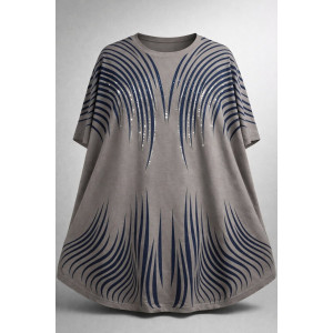 Футболка женская F8003 "Crystal Flow Luxe" хлопок стрейч (р-ры: 58-68) серый