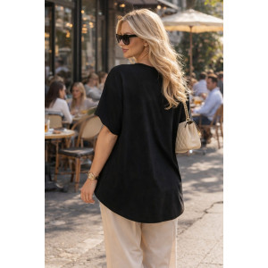 Футболка женская F8003 "Crystal Flow Luxe" хлопок стрейч (р-ры: 58-68) черный