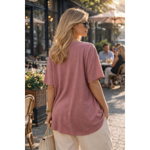 Футболка женская F8003 "Crystal Flow Luxe" хлопок стрейч (р-ры: 58-68) брусничный