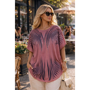 Футболка женская F8003 "Crystal Flow Luxe" хлопок стрейч (р-ры: 58-68) брусничный