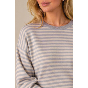 Джемпер женский №0611 эко-кашемир (р-ры: 42-50) серо-голубой-молочный-кремовый