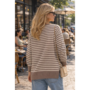 Джемпер женский №0611 эко-кашемир (р-ры: 42-50) серый-молочный