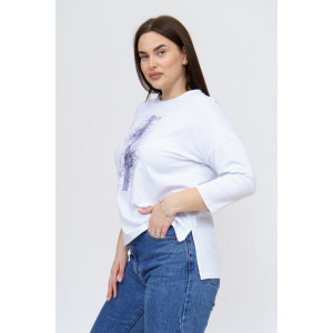 Лонгслив женский "Стиль" кулирка с лайкрой (р-ры: 46-64) белый