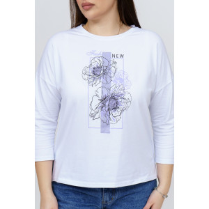 Лонгслив женский "Стиль" кулирка с лайкрой (р-ры: 46-64) белый