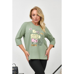 Лонгслив женский "Элис" кулирка с лайкрой (р-ры: 46-64) фисташка