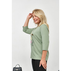 Лонгслив женский "Элис" кулирка с лайкрой (р-ры: 46-64) фисташка
