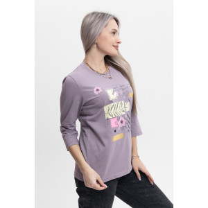 Лонгслив женский "Элис" кулирка с лайкрой (р-ры: 46-64) светло-лиловый