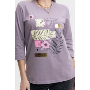 Лонгслив женский "Элис" кулирка с лайкрой (р-ры: 46-64) светло-лиловый
