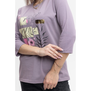 Лонгслив женский "Элис" кулирка с лайкрой (р-ры: 46-64) светло-лиловый